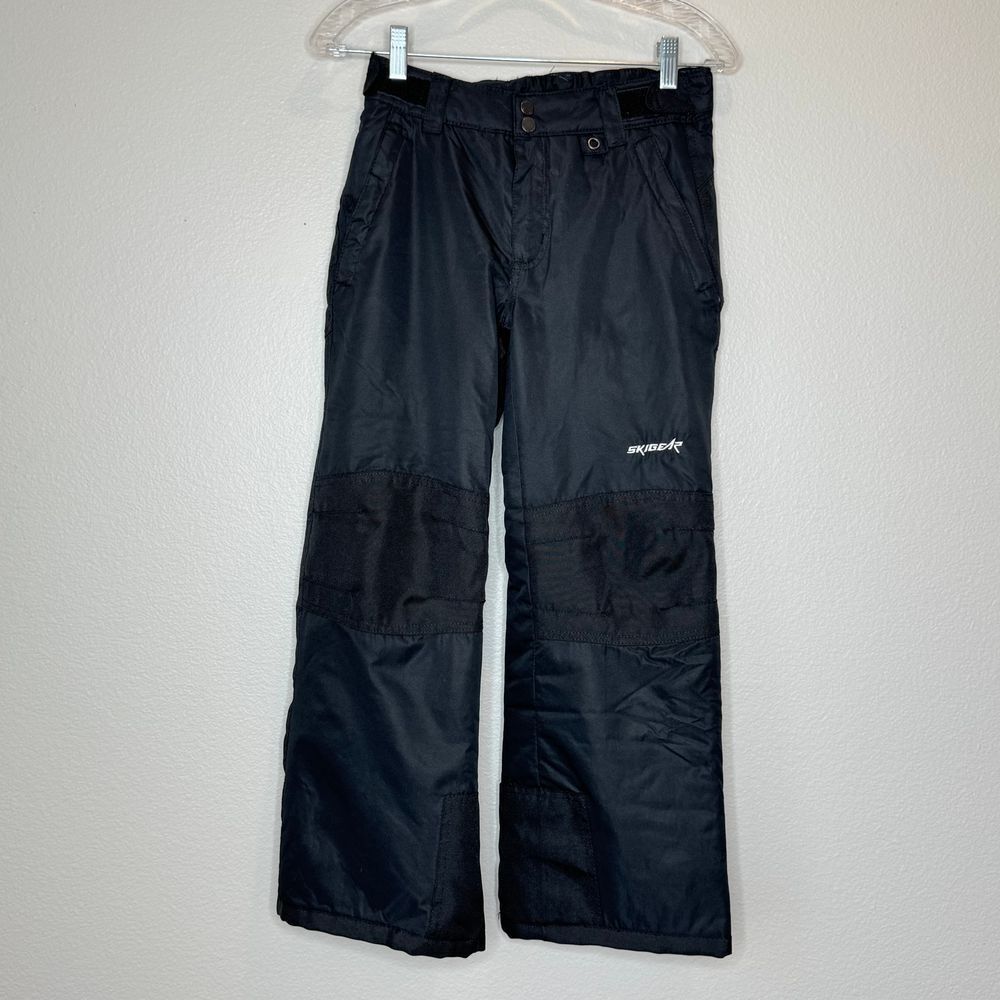 SKIGEAR Ski‎ Snow Board Pants YOUTH MED Black Front Zip Gators Reinforced Rear
